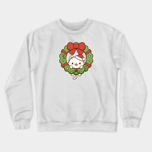 Kitty Christmas Wreath | Holiday Crewneck Sweatshirt